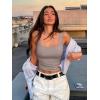 imageREORIA Butsmooth Womens Square Neck Sleeveless Crop Top Double Lined Stretch Summer Tank Top Casual Going Out OutfitKhaki Grey