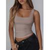 imageREORIA Butsmooth Womens Square Neck Sleeveless Crop Top Double Lined Stretch Summer Tank Top Casual Going Out OutfitKhaki Grey