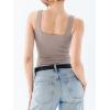 imageREORIA Butsmooth Womens Square Neck Sleeveless Crop Top Double Lined Stretch Summer Tank Top Casual Going Out OutfitKhaki Grey