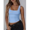 imageREORIA Butsmooth Womens Square Neck Sleeveless Crop Top Double Lined Stretch Summer Tank Top Casual Going Out OutfitLight Blue