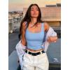 imageREORIA Butsmooth Womens Square Neck Sleeveless Crop Top Double Lined Stretch Summer Tank Top Casual Going Out OutfitLight Blue