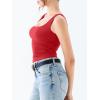 imageREORIA Butsmooth Womens Square Neck Sleeveless Crop Top Double Lined Stretch Summer Tank Top Casual Going Out OutfitRed