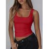imageREORIA Butsmooth Womens Square Neck Sleeveless Crop Top Double Lined Stretch Summer Tank Top Casual Going Out OutfitRed