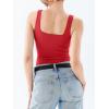 imageREORIA Butsmooth Womens Square Neck Sleeveless Crop Top Double Lined Stretch Summer Tank Top Casual Going Out OutfitRed