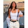 imageREORIA Butsmooth Womens Square Neck Sleeveless Crop Top Double Lined Stretch Summer Tank Top Casual Going Out OutfitWhite