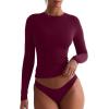 imageREORIA Double Lined Quarter Zip Sexy V Neck Long Sleeve Cropped Top Going Out Tops for Womens Fall Fashion 2025Burgundy