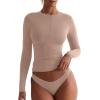 imageREORIA Double Lined Quarter Zip Sexy V Neck Long Sleeve Cropped Top Going Out Tops for Womens Fall Fashion 2025Latte