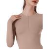 imageREORIA Double Lined Quarter Zip Sexy V Neck Long Sleeve Cropped Top Going Out Tops for Womens Fall Fashion 2025Latte
