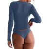 imageREORIA Double Lined Quarter Zip Sexy V Neck Long Sleeve Cropped Top Going Out Tops for Womens Fall Fashion 2025Starry Blue