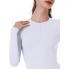 imageREORIA Double Lined Quarter Zip Sexy V Neck Long Sleeve Cropped Top Going Out Tops for Womens Fall Fashion 2025White