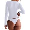 imageREORIA Double Lined Quarter Zip Sexy V Neck Long Sleeve Cropped Top Going Out Tops for Womens Fall Fashion 2025White
