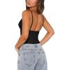 imageREORIA Lace Tops for Women Sexy V Neck Sleeveless Double Lined Going Out Tank Y2K Fashion Crop Top 2025 TrendyBlack