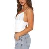 imageREORIA Lace Tops for Women Sexy V Neck Sleeveless Double Lined Going Out Tank Y2K Fashion Crop Top 2025 TrendyWhite