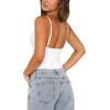 imageREORIA Lace Tops for Women Sexy V Neck Sleeveless Double Lined Going Out Tank Y2K Fashion Crop Top 2025 TrendyWhite