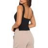 imageREORIA Women Sexy Ruched Sweetheart Neck Backless Sleeveless Side Split Trendy Going Out Y2K Trendy Cropped Tank TopsBlack