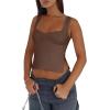 imageREORIA Women Sexy Ruched Sweetheart Neck Backless Sleeveless Side Split Trendy Going Out Y2K Trendy Cropped Tank TopsCoffee