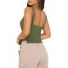imageREORIA Women Sexy Ruched Sweetheart Neck Backless Sleeveless Side Split Trendy Going Out Y2K Trendy Cropped Tank TopsDark Green