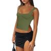 imageREORIA Women Sexy Ruched Sweetheart Neck Backless Sleeveless Side Split Trendy Going Out Y2K Trendy Cropped Tank TopsDark Green