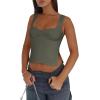 imageREORIA Women Sexy Ruched Sweetheart Neck Backless Sleeveless Side Split Trendy Going Out Y2K Trendy Cropped Tank TopsGrey Green