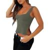 imageREORIA Women Sexy Ruched Sweetheart Neck Backless Sleeveless Side Split Trendy Going Out Y2K Trendy Cropped Tank TopsGrey Green