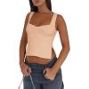 imageREORIA Women Sexy Ruched Sweetheart Neck Backless Sleeveless Side Split Trendy Going Out Y2K Trendy Cropped Tank TopsNude