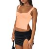 imageREORIA Women Sexy Ruched Sweetheart Neck Backless Sleeveless Side Split Trendy Going Out Y2K Trendy Cropped Tank TopsPeach Fuzz