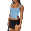 imageREORIA Women Sexy Ruched Sweetheart Neck Backless Sleeveless Side Split Trendy Going Out Y2K Trendy Cropped Tank TopsSky Blue
