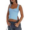 imageREORIA Women Sexy Ruched Sweetheart Neck Backless Sleeveless Side Split Trendy Going Out Y2K Trendy Cropped Tank TopsSky Blue