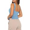 imageREORIA Women Sexy Ruched Sweetheart Neck Backless Sleeveless Side Split Trendy Going Out Y2K Trendy Cropped Tank TopsSky Blue