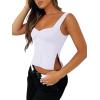 imageREORIA Women Sexy Ruched Sweetheart Neck Backless Sleeveless Side Split Trendy Going Out Y2K Trendy Cropped Tank TopsWhite