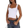 imageREORIA Women Sexy Ruched Sweetheart Neck Backless Sleeveless Side Split Trendy Going Out Y2K Trendy Cropped Tank TopsWhite