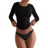 imageREORIA Womens Basic Crew Neck Long Sleeve Shirts Double Lined Crop Tops Tight Shirt Fall Outfits 2025Black