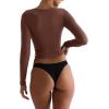 imageREORIA Womens Basic Crew Neck Long Sleeve Shirts Double Lined Crop Tops Tight Shirt Fall Outfits 2025Coffee