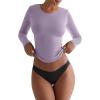 imageREORIA Womens Basic Crew Neck Long Sleeve Shirts Double Lined Crop Tops Tight Shirt Fall Outfits 2025Hazy Lilac
