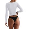 imageREORIA Womens Basic Crew Neck Long Sleeve Shirts Double Lined Crop Tops Tight Shirt Fall Outfits 2025White