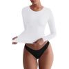 imageREORIA Womens Basic Crew Neck Long Sleeve Shirts Double Lined Crop Tops Tight Shirt Fall Outfits 2025White