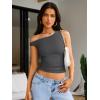 imageREORIA Womens Sexy Off Shoulder Double Lined Summer Going Out Crop Tank Tops 2025 TrendyDeep Grey