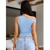 imageREORIA Womens Sexy Off Shoulder Double Lined Summer Going Out Crop Tank Tops 2025 TrendyLight Blue