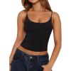 imageREORIA Womens Sexy Scoop Neck Tank Top Summer Sleeveless Cute Y2K Cami Tops Basic Going Out Crop ShirtBlack