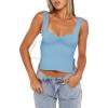 imageREORIA Women Sexy Ruched Sweetheart Neck Backless Sleeveless Side Split Trendy Going Out Y2K Trendy Cropped Tank TopsSky Blue