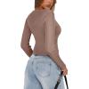 imageREORIA Long Sleeve for Women Sexy Cutout V Neck Knit Cropped Sweaters Trendy Striped Y2K Going Out T Shirt Fall OutfitsLight Coffee