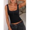 imageREORIA Women Tank Tops Summer Stretch Slim Round Neck Ribbed Tank Sleeveless Basic Top ShirtsBlack