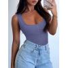 imageREORIA Women Tank Tops Summer Stretch Slim Round Neck Ribbed Tank Sleeveless Basic Top ShirtsBlue Nova