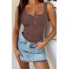 imageREORIA Women Tank Tops Summer Stretch Slim Round Neck Ribbed Tank Sleeveless Basic Top ShirtsCoffee