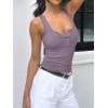 imageREORIA Women Tank Tops Summer Stretch Slim Round Neck Ribbed Tank Sleeveless Basic Top ShirtsHazy Lilac