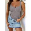 imageREORIA Women Tank Tops Summer Stretch Slim Round Neck Ribbed Tank Sleeveless Basic Top ShirtsLight Grey