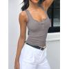 imageREORIA Women Tank Tops Summer Stretch Slim Round Neck Ribbed Tank Sleeveless Basic Top ShirtsLight Grey