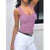imageREORIA Women Tank Tops Summer Stretch Slim Round Neck Ribbed Tank Sleeveless Basic Top ShirtsPetal