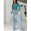 imageREORIA Womens Long Sleeve Shirts Basic Ribbed Crop Tops Fall Fashion Layering Slim Fitted Y2k TopsAqua Green