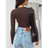 imageREORIA Womens Long Sleeve Shirts Basic Ribbed Crop Tops Fall Fashion Layering Slim Fitted Y2k TopsCoffee